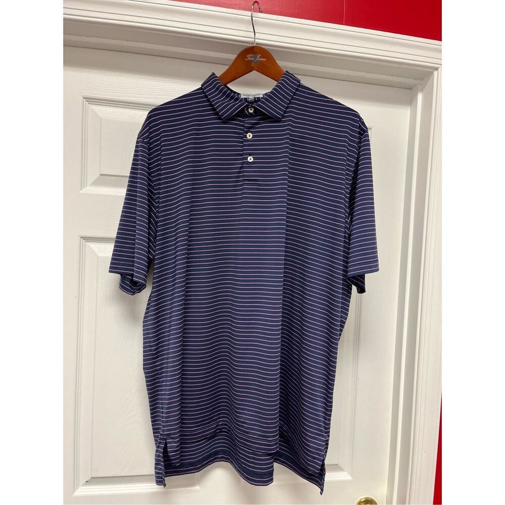 Peter Millar Navy & Pink Stripe Southern Comfort Polo Shirt sz XXL NWOT